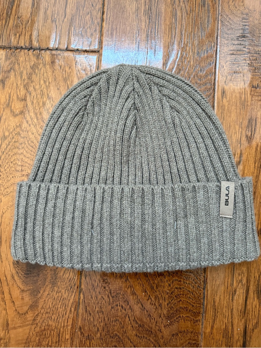 Bula Ribbed Knit Cuffed Beanie in grey/khaki
